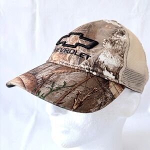 Chevrolet Tan Camo Mens Snapback Trucker Hat Embroidered Chevy Logo